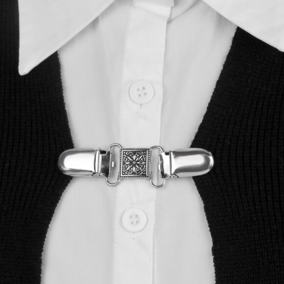 Sleek Sweater Clip NEW Jacket Dress Cinch Cardigan Trendy Scarf Blouse Modest - Picture 2 of 4